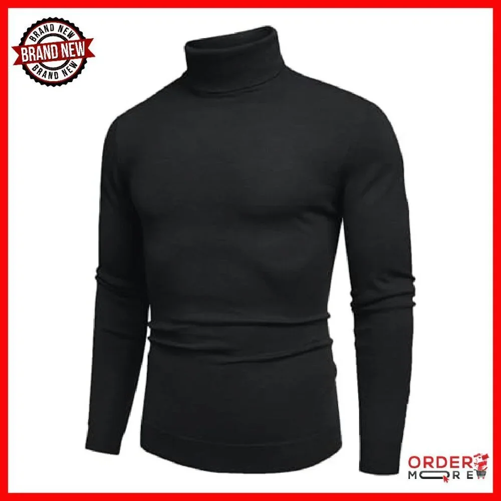 Men's Slim Fit Turtleneck Sweater Soft Knit Pullover Long Sleeve